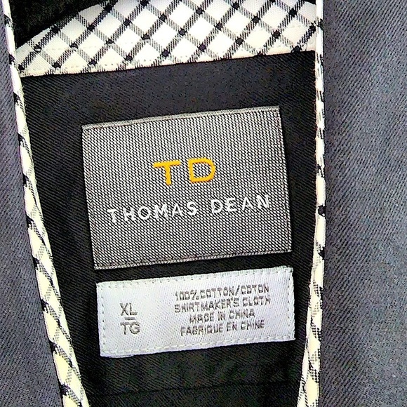 Thomas Dean Black Long Sleeve Shirt with Contrast Cuff Size XL - Picture 4 of 8